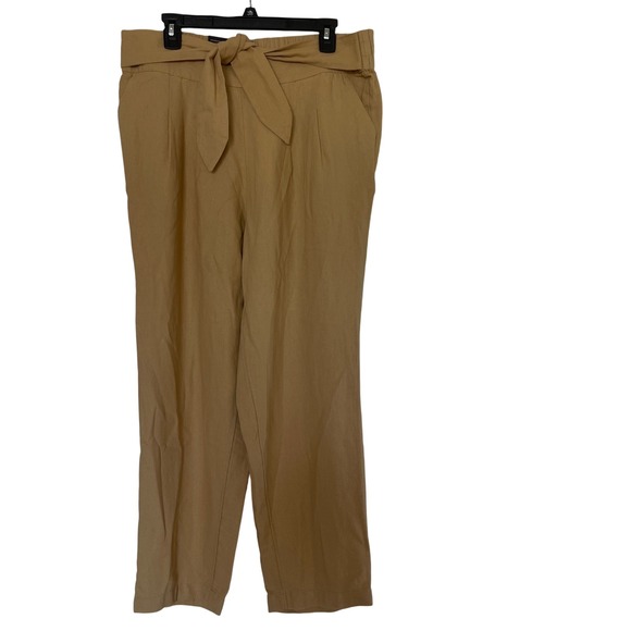 Who What Wear Womens XL Trousers 27 Natural Waist Belted Elastic High Rise New - Picture 1 of 9